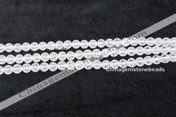 CCC606 15.5 inches 6mm faceted round matte natural white crystal beads