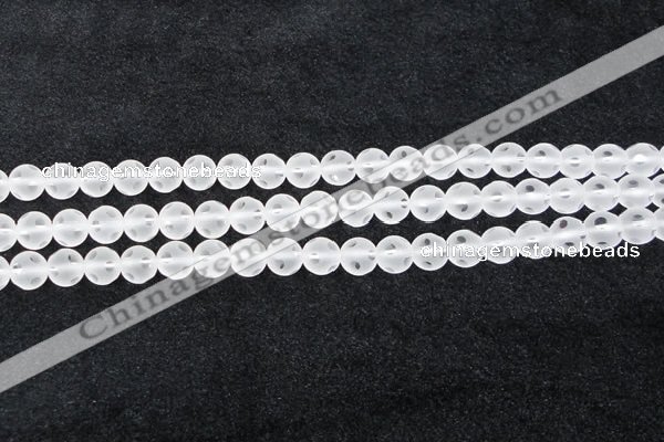 CCC607 15.5 inches 8mm faceted round matte natural white crystal beads