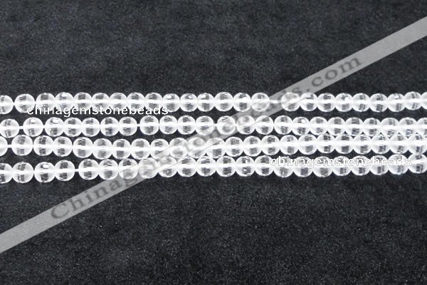 CCC611 15.5 inches 6mm faceted round matte natural white crystal beads