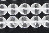 CCC613 15.5 inches 10mm faceted round matte natural white crystal beads