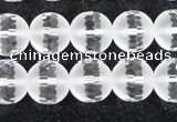 CCC614 15.5 inches 12mm faceted round matte natural white crystal beads