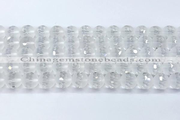 CCC642 15 inches 10mm faceted round white crystal beads