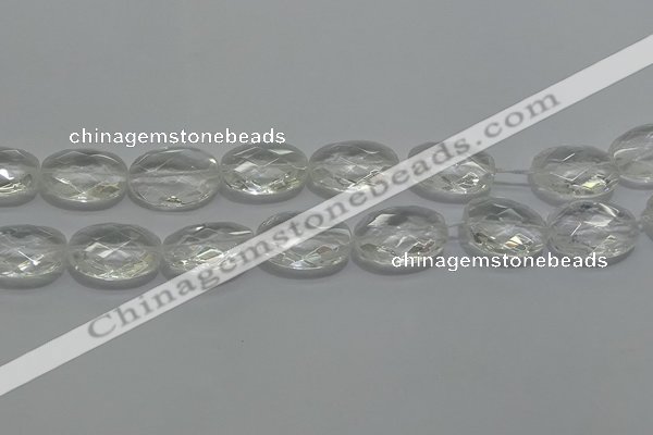 CCC805 15.5 inches 18*25mm faceted oval natural white crystal beads