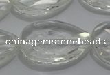 CCC812 22*30mm faceted flat teardrop natural white crystal beads