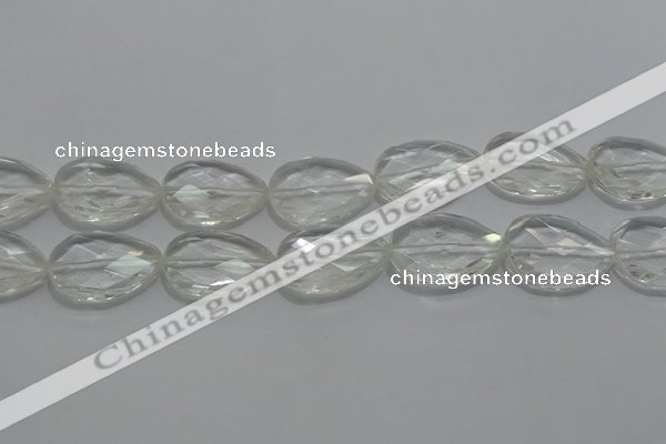 CCC812 22*30mm faceted flat teardrop natural white crystal beads