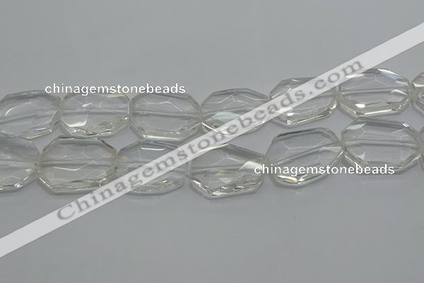 CCC815 15.5 inches 25*30mm faceted freeform natural white crystal beads