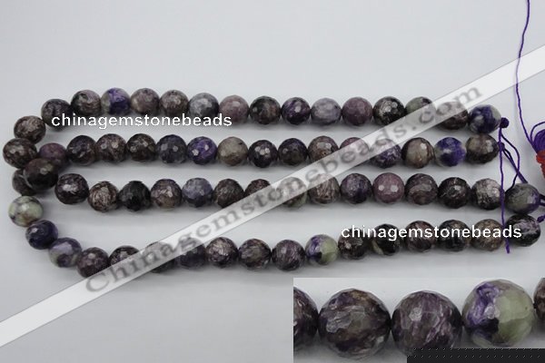 CCG54 15.5 inches 12mm faceted round natural charoite beads