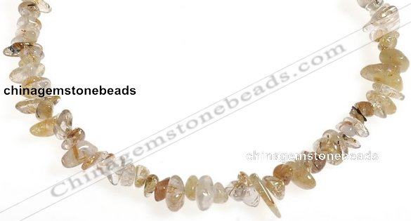 CCH11 16 inches quartz rutilated chips gemstone beads wholesale