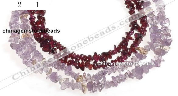 CCH19 34 inches garnet chips & amethyst chips beads wholesale