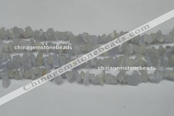 CCH218 34 inches 5*8mm blue chalcedony chips gemstone beads wholesale