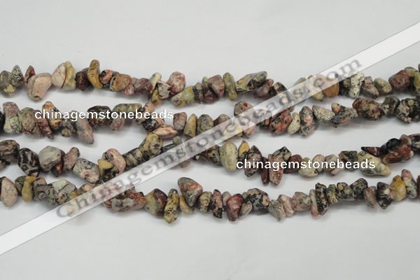 CCH226 34 inches 5*8mm red leopard skin jasper chips beads wholesale