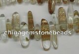 CCH340 15.5 inches 5*20mm gold sand quartz chips beads wholesale