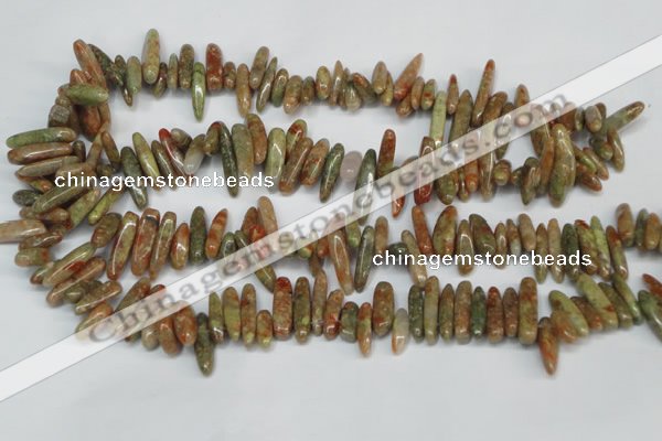 CCH342 15.5 inches 5*20mm New unakite chips gemstone beads wholesale