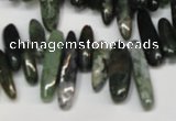 CCH343 15.5 inches 5*20mm moss agate chips gemstone beads wholesale