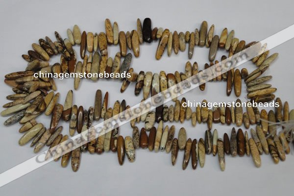 CCH345 15.5 inches 5*20mm picture jasper chips beads wholesale