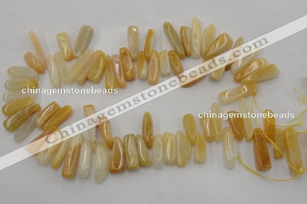 CCH408 15.5 inches 6*20mm - 7*30mm yellow jade chips beads