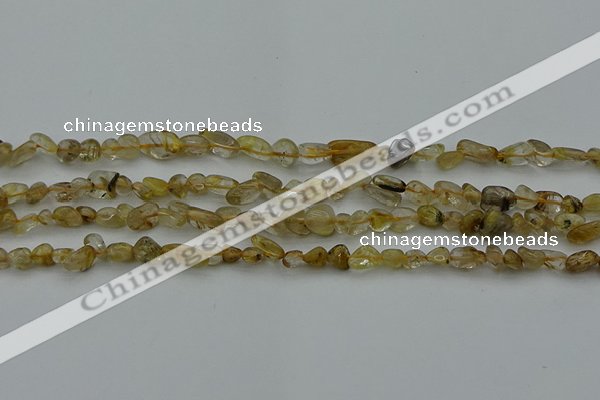 CCH673 15.5 inches 4*6mm - 5*8mm golden rutilated quartz chips beads