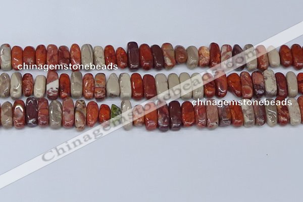 CCH715 15.5 inches 5*10mm - 5*15mm red porcelain chips beads