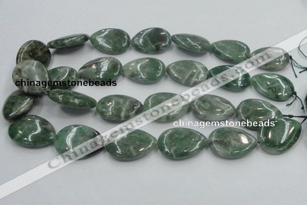 CCJ08 15.5 inches 22*30mm flat teardrop natural African jade beads