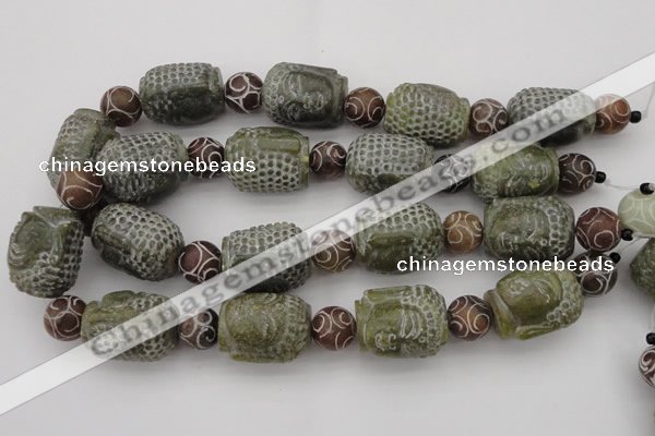 CCJ237 15.5 inches 22*28mm carved buddha China jade beads