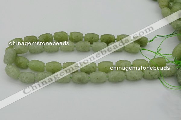 CCJ323 15.5 inches 12*16mm - 13*18mm carved drum China jade beads