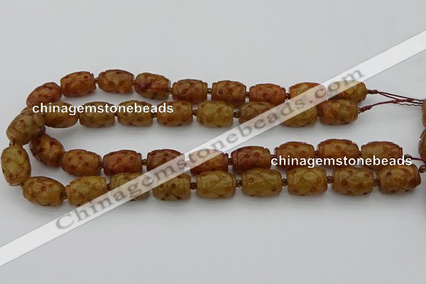 CCJ324 15.5 inches 12*16mm - 13*18mm carved drum China jade beads