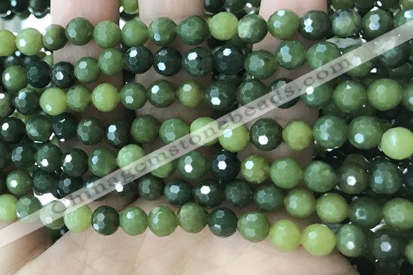 CCJ337 15.5 inches 6mm faceted round China green jade beads