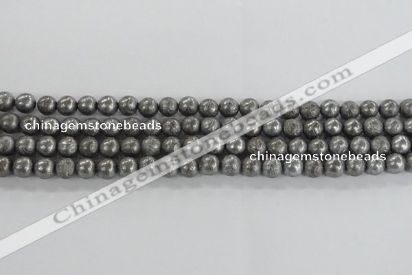 CCJ350 15.5 inches 8mm carved round plated China jade beads