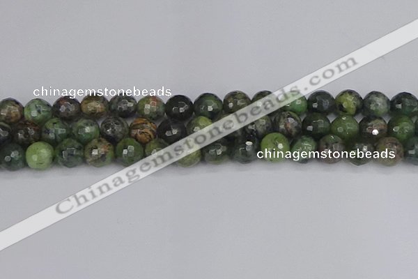 CCJ424 15.5 inches 12mm faceted round dendritic green jade beads