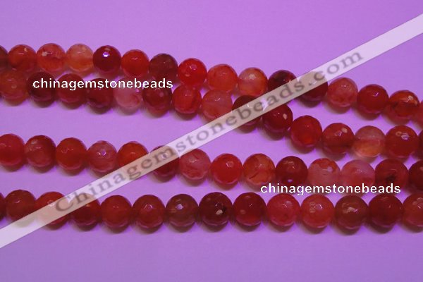 CCL54 15 inches 10mm faceted round carnelian gemstone beads