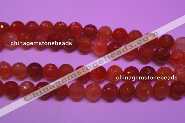 CCL55 15 inches 12mm faceted round carnelian gemstone beads