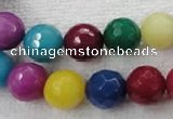 CCN1005 15.5 inches 12mm faceted round multi colored candy jade beads