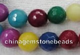 CCN1006 15.5 inches 14mm faceted round multi colored candy jade beads