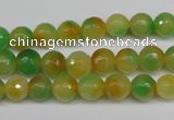 CCN1293 15.5 inches 8mm faceted round rainbow candy jade beads