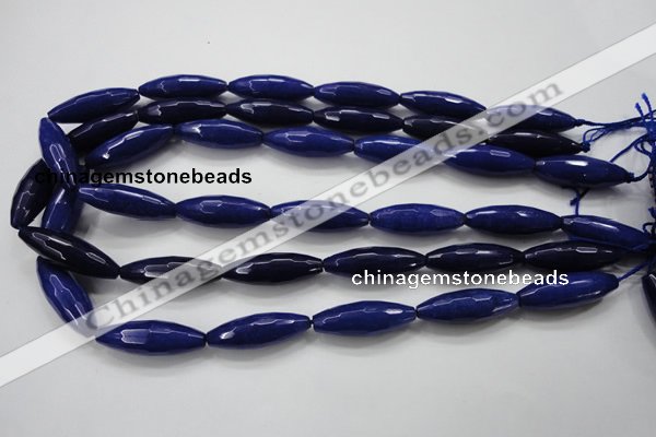 CCN1478 15.5 inches 10*30mm faceted rice candy jade beads wholesale