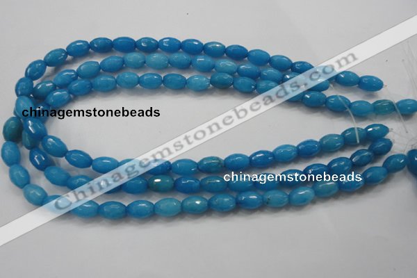 CCN1492 15.5 inches 8*12mm faceted rice candy jade beads wholesale