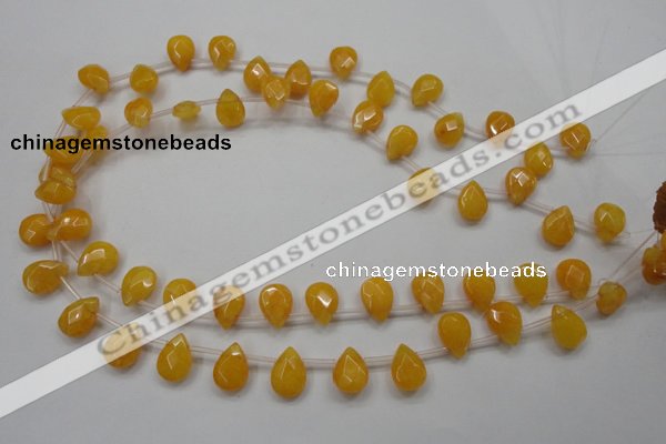 CCN1582 15.5 inches 10*14mm briolette candy jade beads wholesale