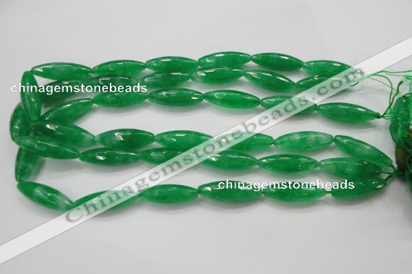 CCN1670 15.5 inches 10*30mm faceted rice candy jade beads wholesale