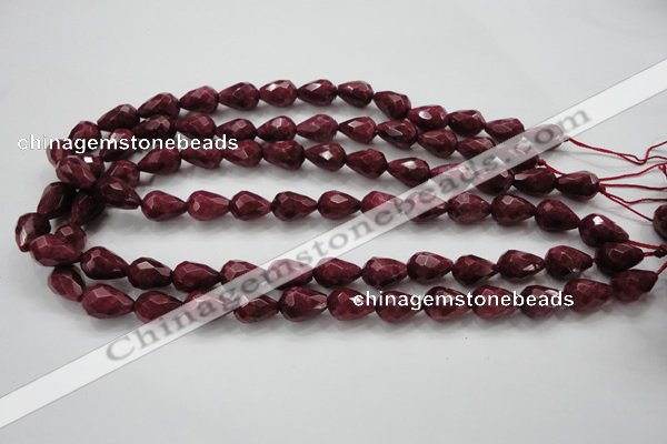 CCN1675 15.5 inches 10*14mm faceted teardrop candy jade beads wholesale