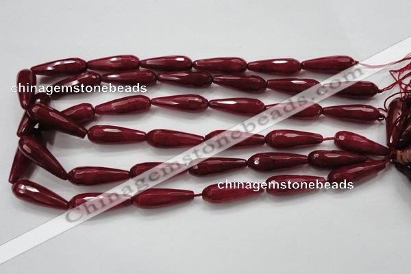 CCN1680 15.5 inches 10*30mm faceted teardrop candy jade beads wholesale