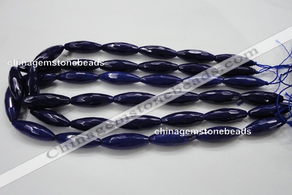 CCN1695 15.5 inches 10*30mm faceted rice candy jade beads wholesale