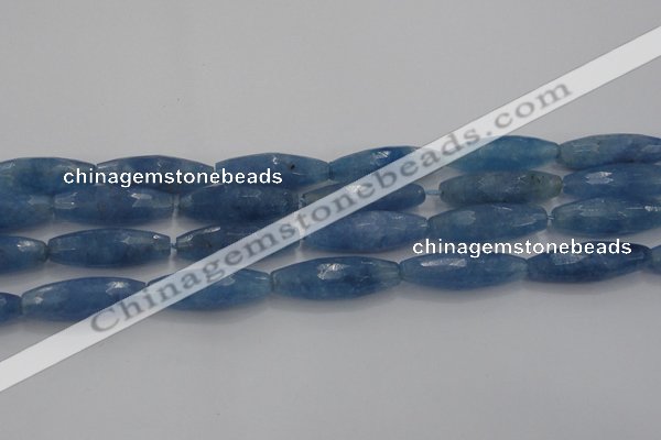 CCN1720 15.5 inches 10*30mm faceted rice candy jade beads