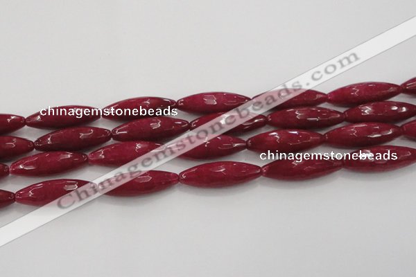 CCN1722 15.5 inches 10*30mm faceted rice candy jade beads