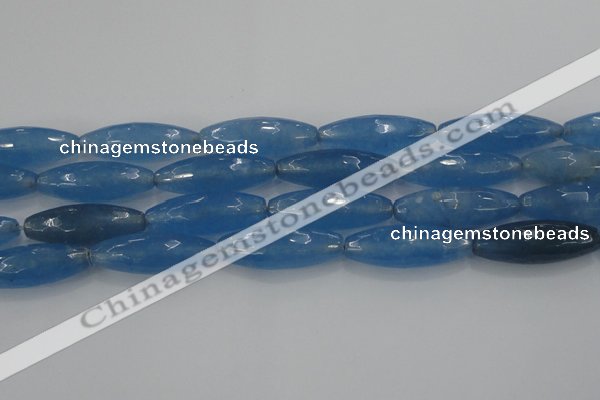 CCN1725 15.5 inches 14*40mm faceted rice candy jade beads