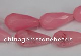 CCN196 15.5 inches 10*20mm faceted teardrop candy jade beads