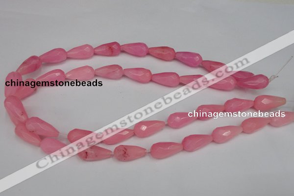 CCN196 15.5 inches 10*20mm faceted teardrop candy jade beads