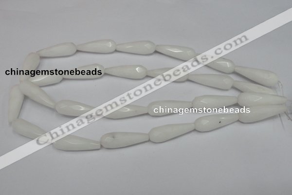 CCN197 15.5 inches 10*30mm faceted teardrop candy jade beads