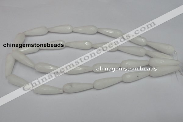 CCN197 15.5 inches 10*30mm faceted teardrop candy jade beads