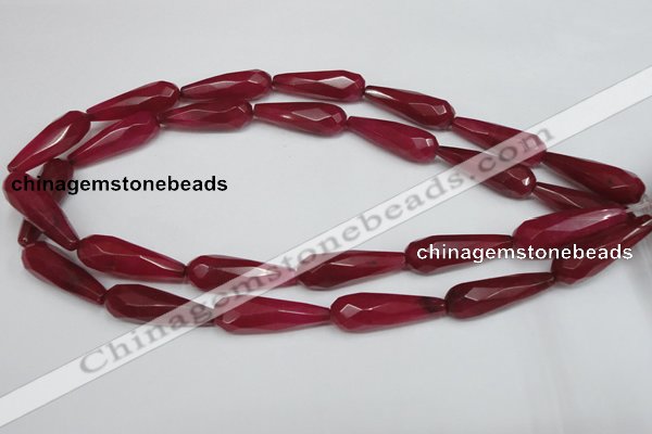 CCN198 15.5 inches 10*30mm faceted teardrop candy jade beads