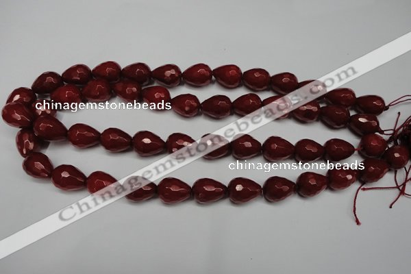 CCN2141 15.5 inches 12*16mm faceted teardrop candy jade beads